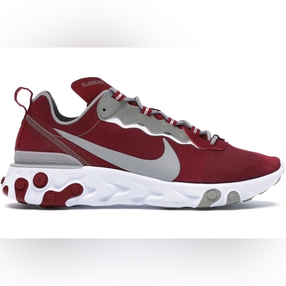 New Men's Nike React Element 55 Alabama Crimson Tide Shoes CK4795-600 NIB - Picture 1 of 7
